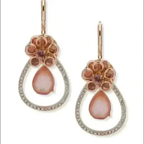 Anne Klein New Gold Tone Blush Orbital Earrings - Picture 2 of 2